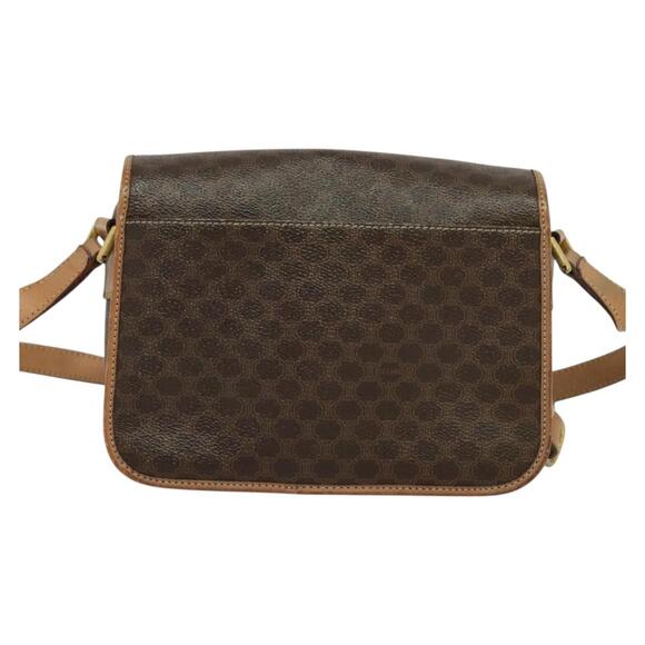 CELINE Macadam Canvas Circle Shoulder Bag Pvc Leather Brown Gold - Picture 3 of 12